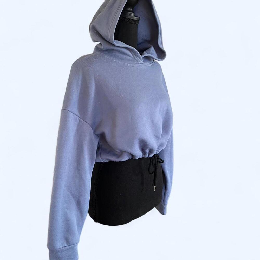 SHEIN blue cropped hoodie with drawstring waist Size S - Picture 2 of 5